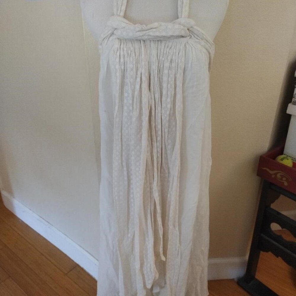 Free People Ivory Crinkle Cotton Flowy Maxi Dress XS